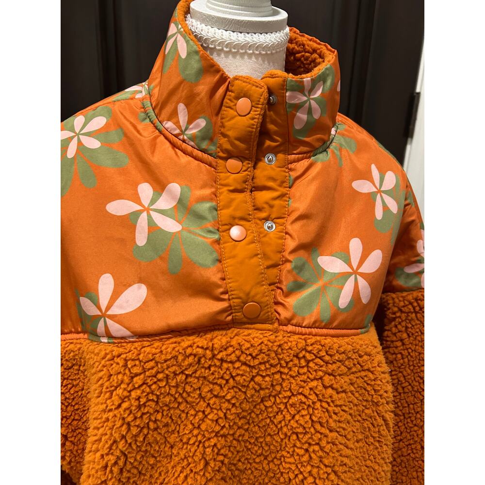 Pacsun Groovy Floral Half Snap Sherpa Fleece Sweatshirt - Picture 10 of 11
